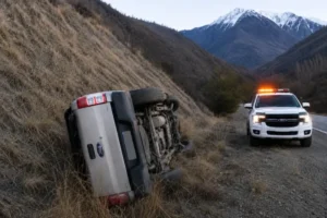 Una pareja despistó en la Ruta 40: viajaban a un turno médico y el hielo les jugó una mala pasada Una pareja despistó en la Ruta 40: viajaban a un turno médico y el hielo les jugó una mala pasada